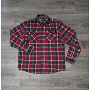 The American Outdoorsman Flannel Shirt Mens Large Red Blue Cotton Button Up
